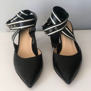 Monse Black Heels with Leather Ankle Strap